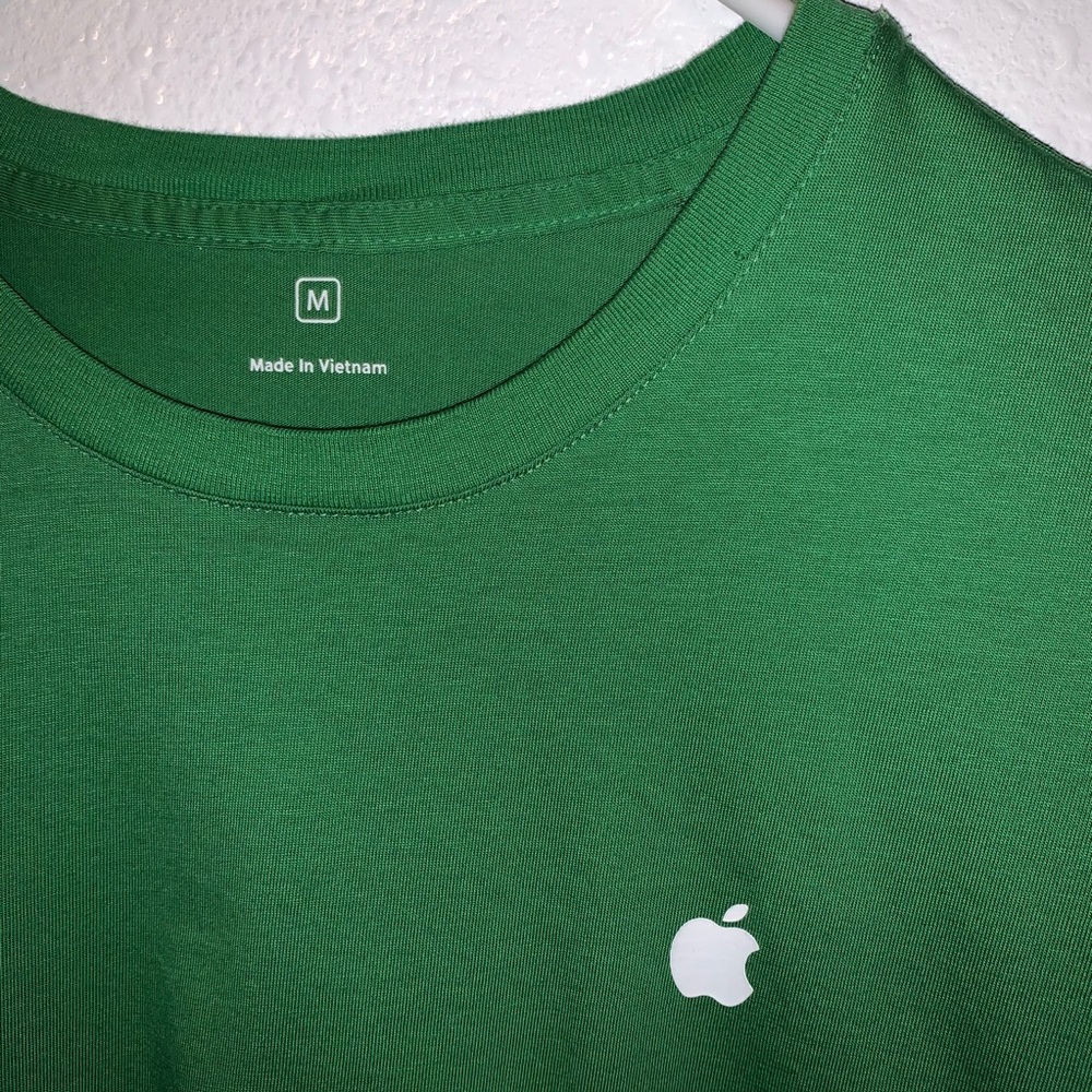 Lime green apple employee t shirt